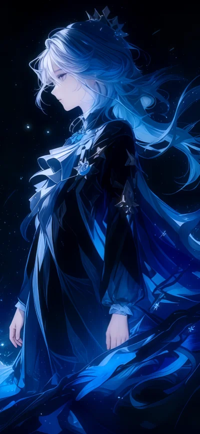 《原神》芙宁娜 · 梦幻星空风格 4K 手机壁纸（2078×4500）