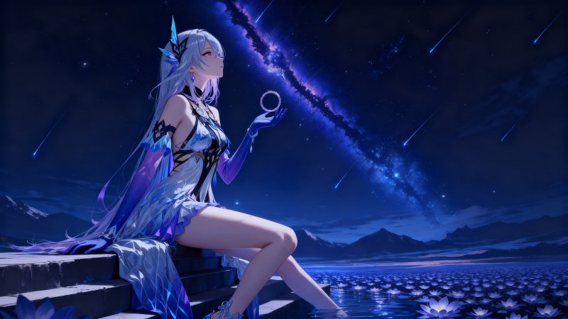 《原神》丝柯克 4K 电脑壁纸：星空银河、月光湖畔高清原图下载