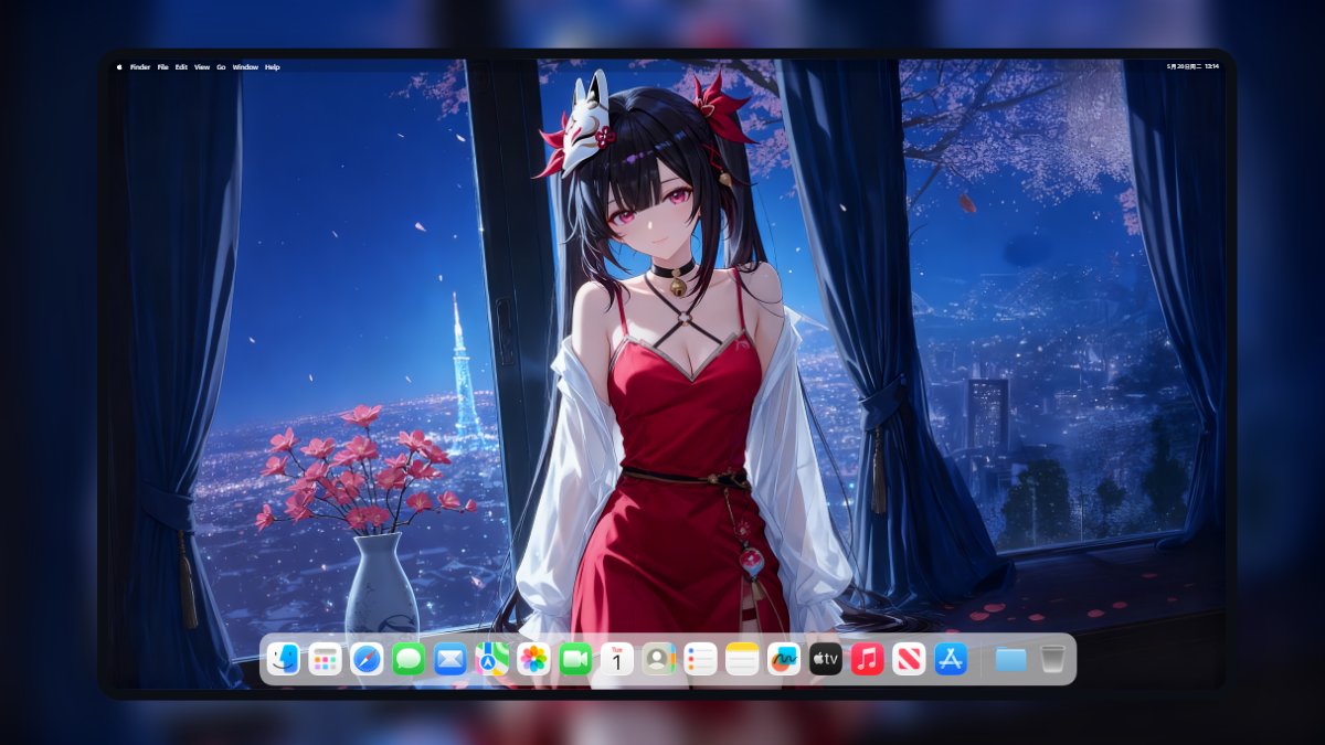 《崩坏:星穹铁道》花火 4K AI 绘画电脑壁纸 红裙 狐狸面具 夜景