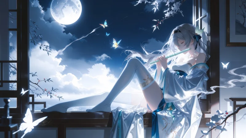 《崩坏：星穹铁道》 流萤 · 月下笛音 4K 电脑壁纸（4096×2304）