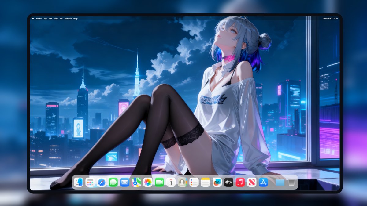 《鸣潮》嘉贝莉娜 4K AI 绘画电脑壁纸 窗边夜景 黑丝