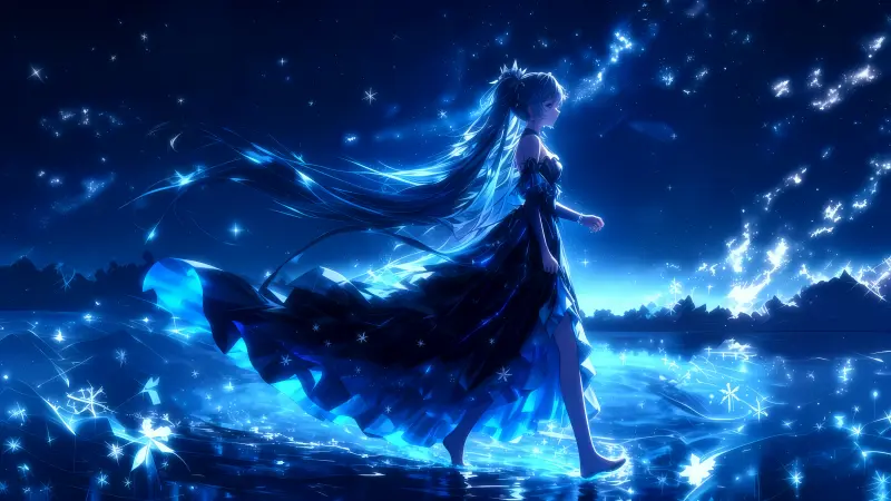 【初音未来】4K星夜壁纸4096x2304下载