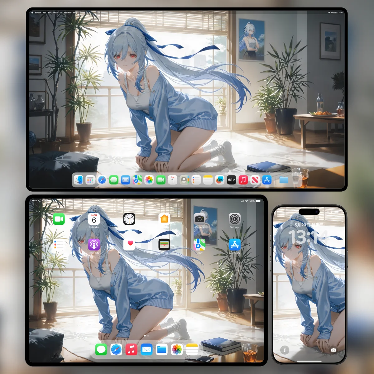 《崩坏星穹铁道》镜流治愈系4K壁纸多设备预览图:包含电脑平板及手机高清适配版本