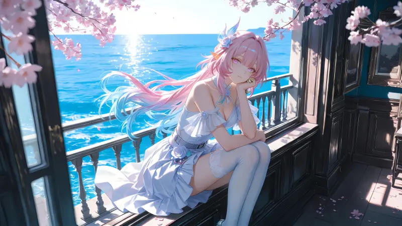 《崩坏:星穹铁道》昔涟 4K 超清壁纸:繁花海景与明媚浪漫的唯美原画