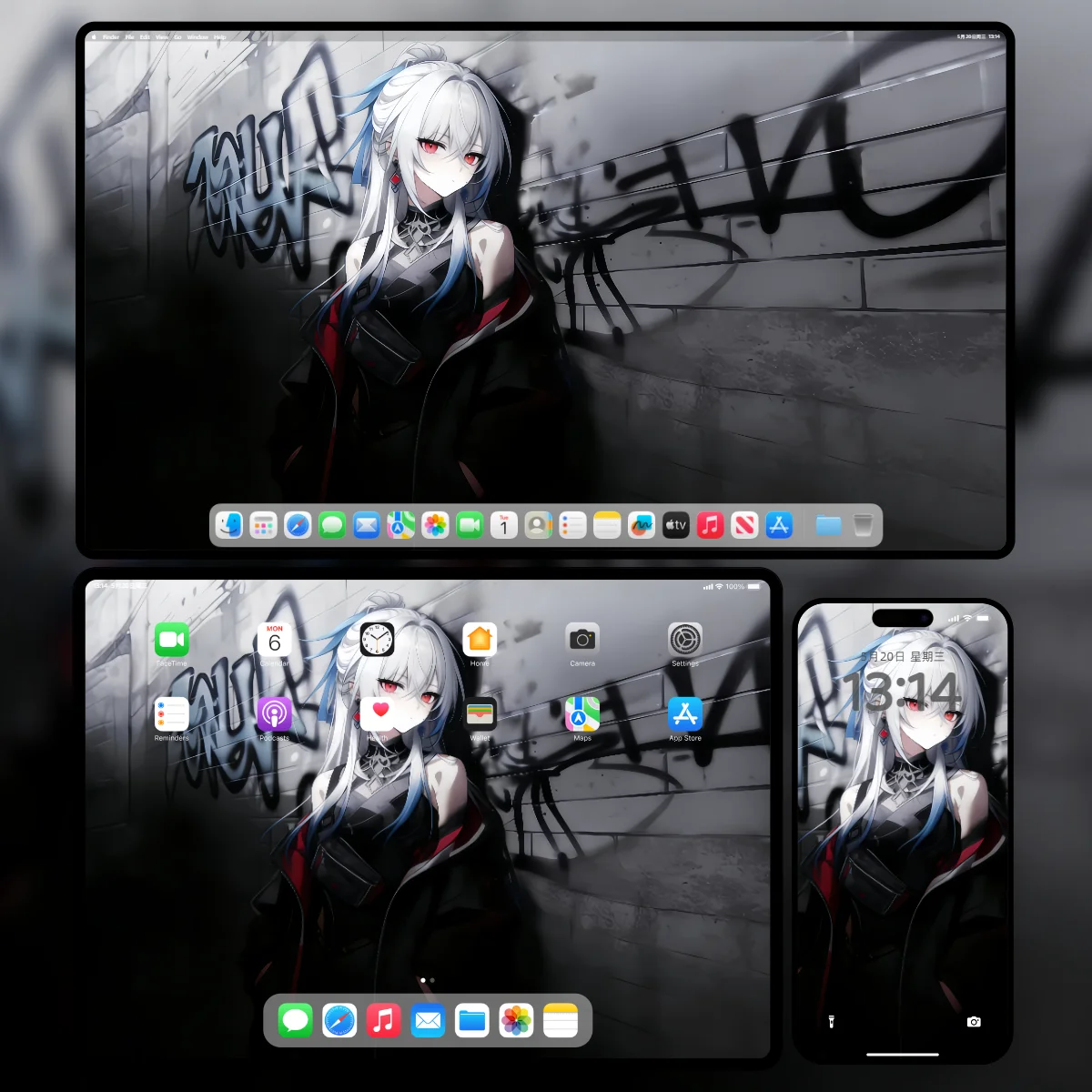 崩坏星穹铁道镜流8K超清壁纸-暗黑街头风现代潮服三端适配样机-奇漫壁纸官网