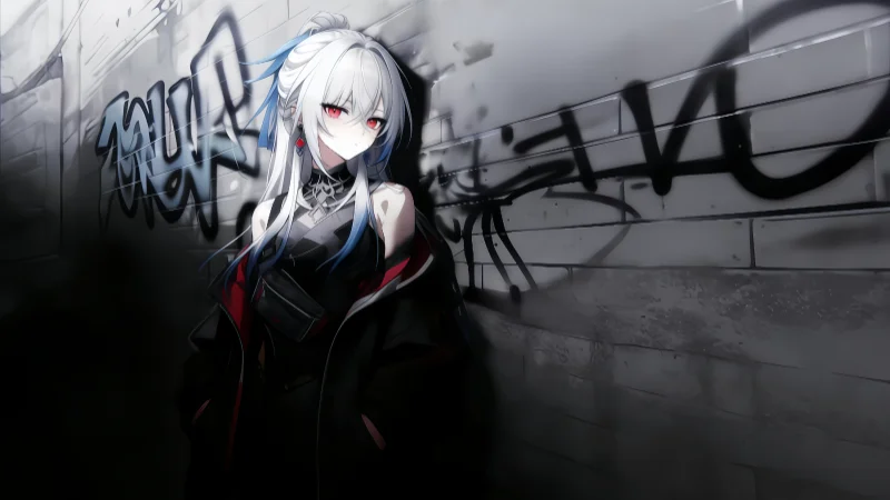 《崩坏:星穹铁道》镜流 8K 超清壁纸:暗黑街头风潮服,全设备三合一适配版