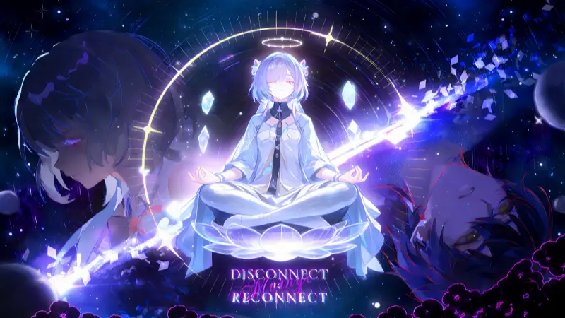 《鸣潮》莫宁4K壁纸：赛博科幻风全息莲花与霓虹光环（全设备三合一包）