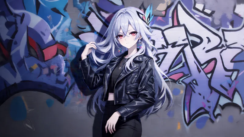 丝柯克 8K 高清壁纸:原神深渊师匠街头机车皮衣风,手机电脑三端无损适配