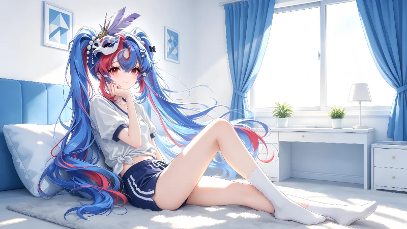 《鸣潮》洛可可生活风高清壁纸合集:阳光卧室双马尾少女,包含 8K 极致分辨率