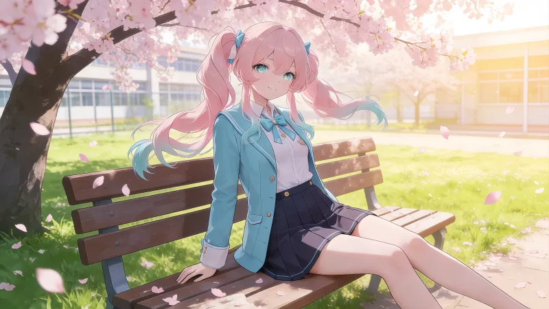 樱花下的约定!《崩坏:星穹铁道》风堇 JK 校园风绝美壁纸, 8K 无损 .png 图包