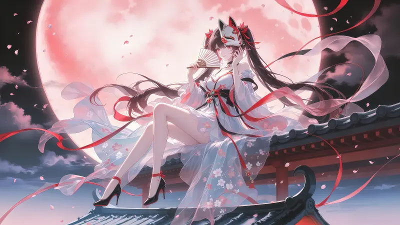 红月狐面,东方玄幻!《崩坏:星穹铁道》花火飞檐绝美壁纸