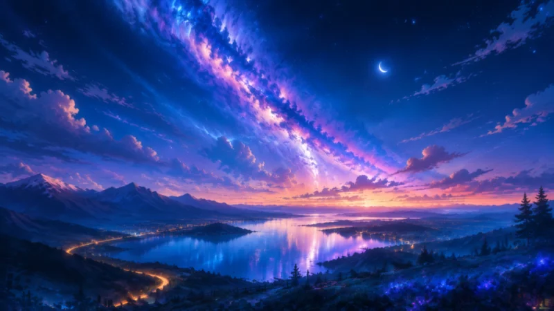 银河星空湖泊梦幻夜景多设备壁纸高清下载
