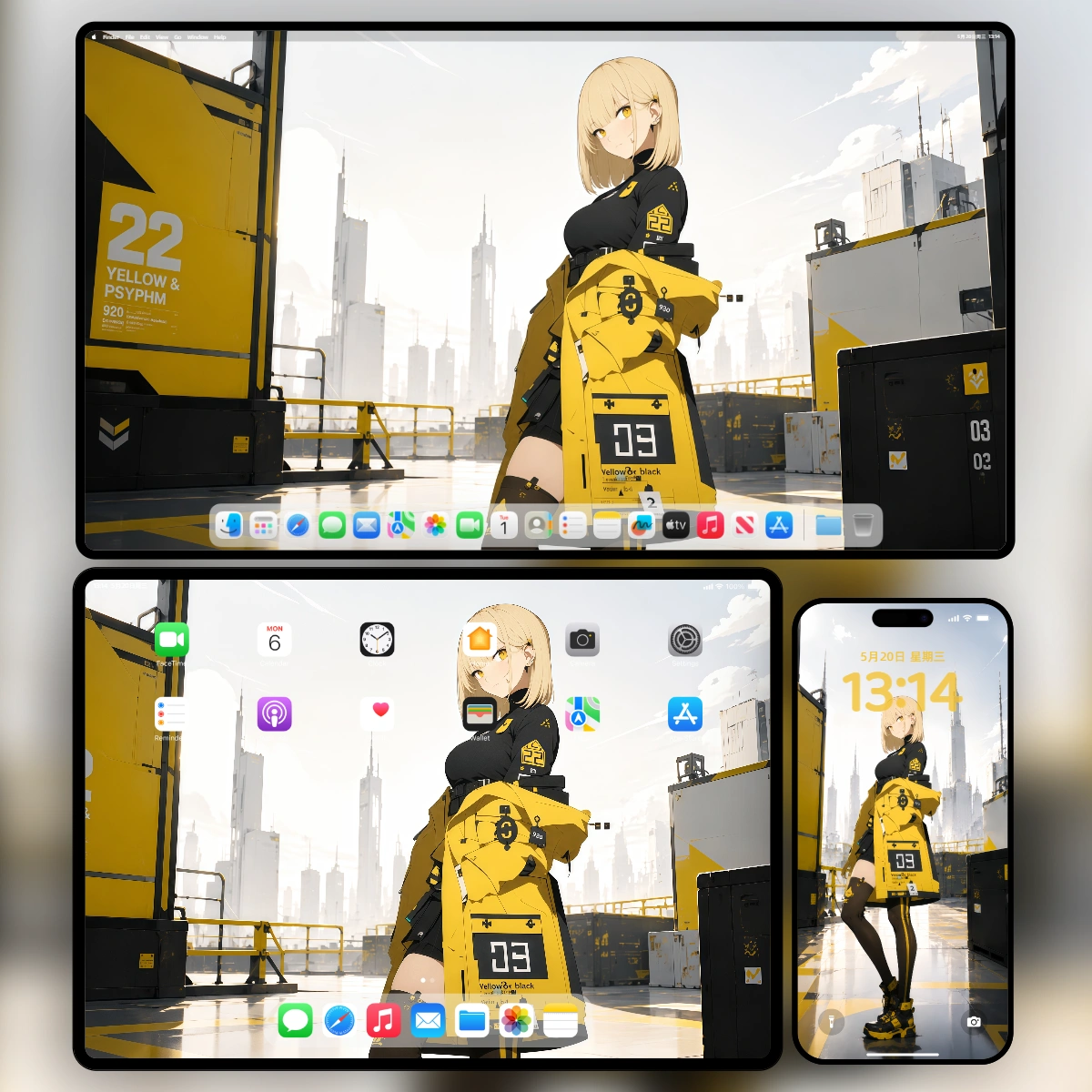 未来都市黄色系少女二次元壁纸预览图