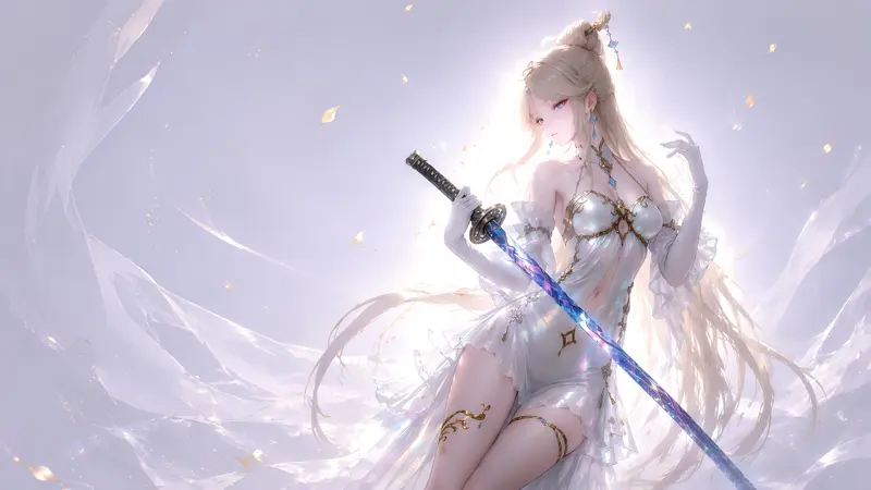 《原神》凝光高清壁纸 白衣持剑少女唯美桌面手机壁纸