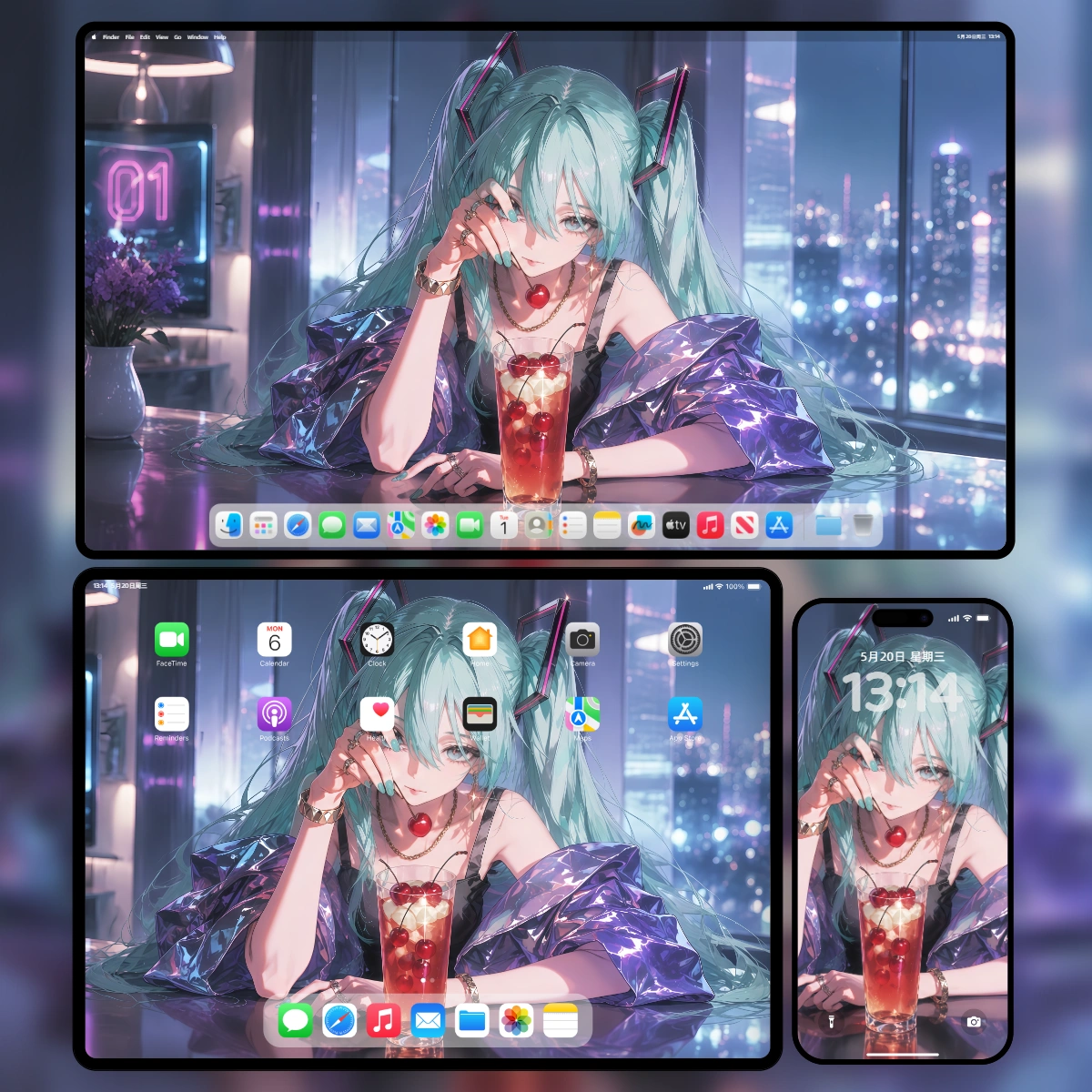 初音未来未来都市夜景高清壁纸