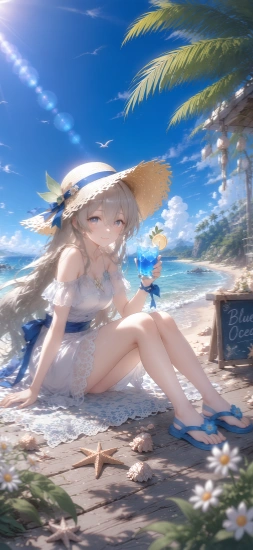 崩坏星穹铁道流萤海边夏日手机壁纸预览图