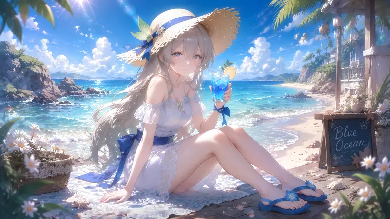 《崩坏:星穹铁道》流萤海边夏日高清壁纸