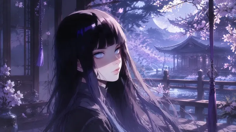 《火影忍者》雏田月夜樱庭高清壁纸 电脑/手机/平板 PNG 原图下载