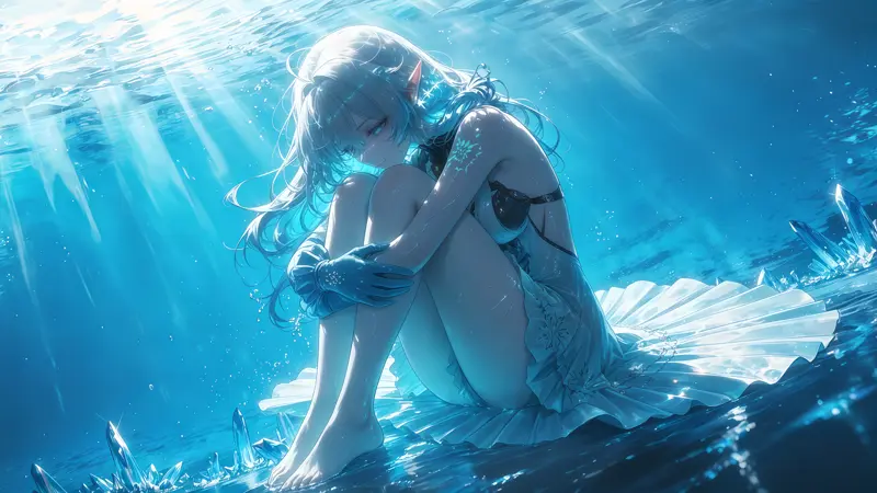 白发少女水下幻想高清壁纸