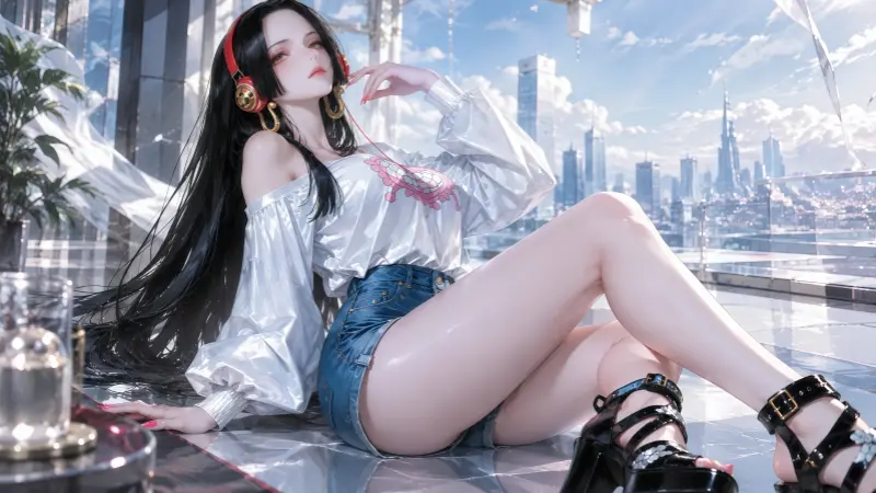 《海贼王》波雅汉库克同人壁纸 现代潮流慵懒冷艳壁纸