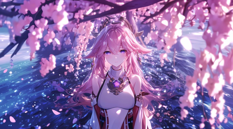 《原神》八重神子 4K 壁纸｜稻妻樱海日式美学拉满