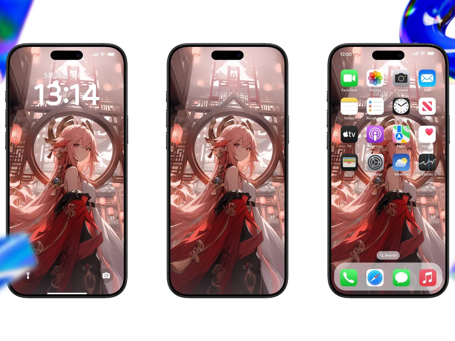 八重神子4K手机壁纸，尽显《原神》稻妻雅韵