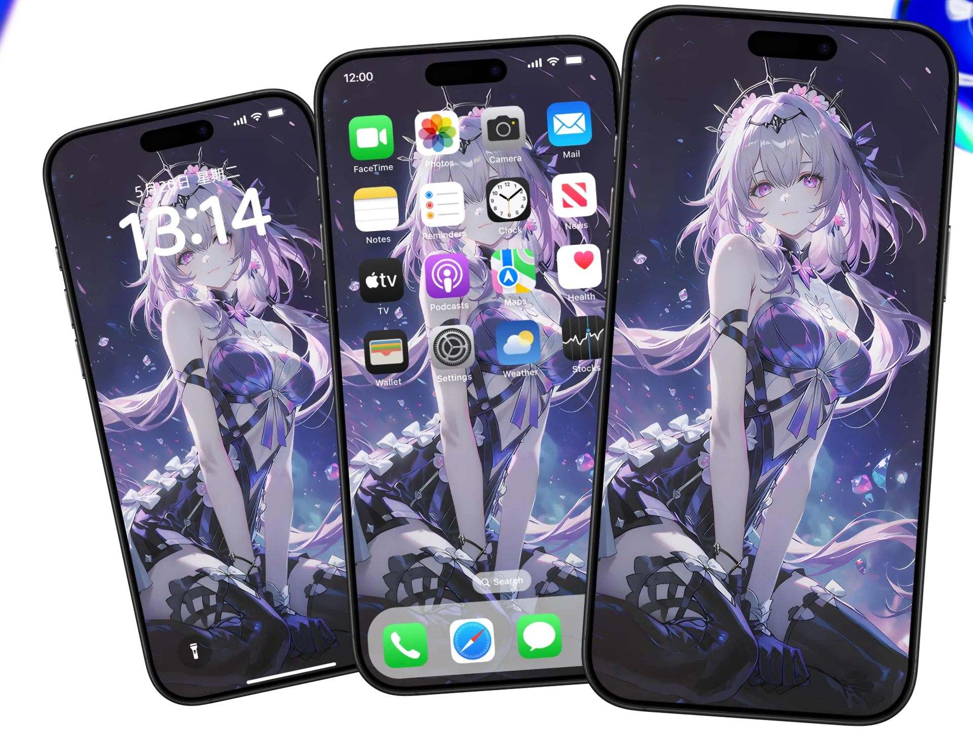 崩坏：星穹铁道遐蝶紫发少女，蝶翼发饰与星海粒子4K手机壁纸
