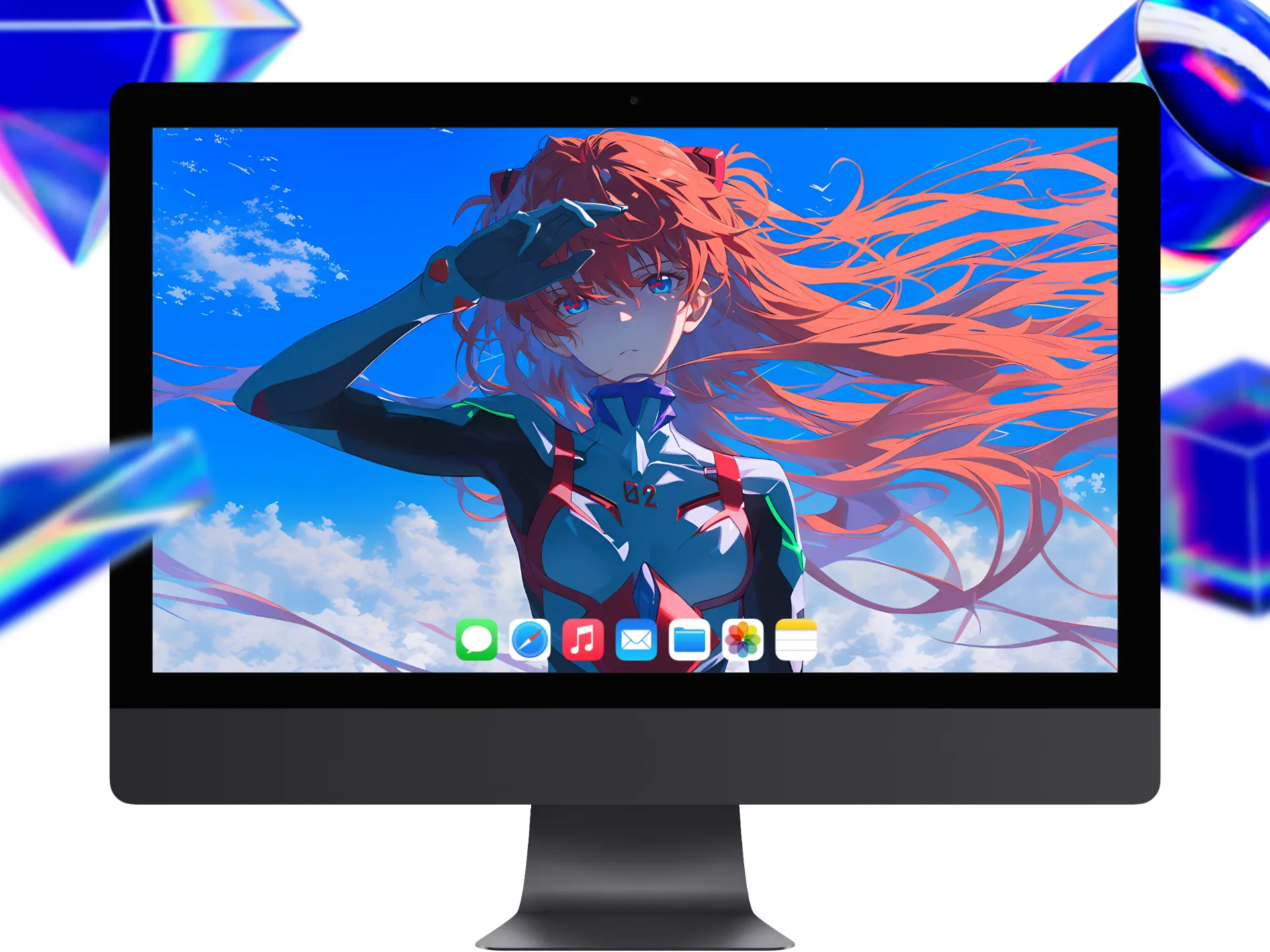 《鸣潮》赞妮5K电脑壁纸,白色短发恶魔角少女,身着西服,破碎光芒环绕,科幻二次元插画